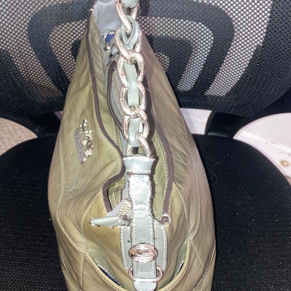 🌹4FER COACH MADISON CALF LEATHER OLIVE GREEN SHINY SATCHEL BAG. 2009 BUNDLE - Picture 5 of 14